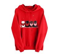 Uwdiohq Women's Heart Print Pocket Sweatshirt Side Slit Features Love Felpa Leggera Donna con Zip Nera Cappuccio Cerniera Nirvana Felpe Firmate Skeleton King And Queen Arancioni Orecchie Coperta