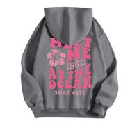 Uwdiohq Women's Heart Print Pocket Sweatshirt Side Slit Features Love Felpa Leggera Donna con Zip Nera Cappuccio Cerniera Nirvana Felpe Firmate Skeleton King And Queen Arancioni Orecchie Coperta