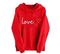 Uwdiohq Women's Heart Print Pocket Sweatshirt Side Slit Features Love Felpa Leggera Donna con Zip Nera Cappuccio Cerniera Nirvana Felpe Firmate Skeleton King And Queen Arancioni Orecchie Coperta