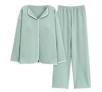 Uwdiohq Women's Petite Pajama Set Length Top Wide Leg Pants Camicie da (Mint Green, M) Vestaglia Donna Caldo Cotone Pigiami Pigiama Invernale Elegante Bianco in Puro XXL Party Bambina Blu
