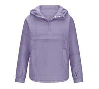 Uwdiohq Women's Quilted Pullover Puffer Oversized Long Sleeve Hooded Coats Winter Warm Lightweight Outwear with Felpa di Pile (Purple, M) Parka Donna Invernale Piumino Giacca Mezza Stagione