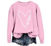 Uwdiohq Women's Sweatshirt Let Them Inspiring Letter Print Long Sleeve Crew Neck Graphic Pullover Top Casual Shirt Felpa No Cappuccio (Pink, XXL) A Fiori Blu Donna Running Basic Cotone di Natale