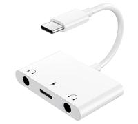 UWECAN Adattatore audio da USB C a 3,5 mm, splitter per cuffie da 3 in 1 da Aux a USB C, doppio jack audio da 3,5 mm e ricarica rapida PD da 60 W, compatibile per Galaxy Pixel HTC, H-uawei ecc.