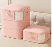 Uwenkjie Sacchetti sottovuoto grandi, confezione da 2, organizer a compressione rosa con valvola dell'aria, 54 x 42 x 60 cm, comprimibili a 30 cm, tessuto twill spesso per vestiti, piumini, biancheria