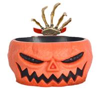 UWEOTYYY Cesto di Halloween, Ciotola di Caramelle di Halloween Sound e Secchio di Zucca in plastica Leggera con scruta Gli scheletri a Mano Secchio per Dolcetto o Scherzetto Esterno Interno