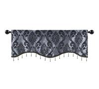 UWEOTYYY Mantovana da swag, mantovani smerlati per mantovana finestra jacquard da 52x18 pollici di finestre con cucina smerlata per cucina del soggiorno, finestra, nero