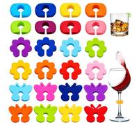 UWJOWP 24 pezzi Segnabicchieri colorati in silicone, segnabicchieri riutilizzabili per da vino champagne, da cocktail, Per Bar Feste Tutte Le Occasioni