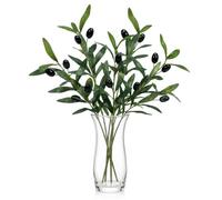 UWJOWP 4 Pezzi Rami di Ulivo Artificiale con Olive Decorative, Ulivo Artificiale Realistico per Vaso, Rami Artificiali Decorativi in Stile Mediterraneo per Casa, Matrimonio e Ufficio