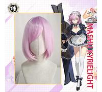 Uwowo Fate Grand Order/FGO Mash/Matthew Kyrielite 35cm short Pink Purple Hair Heat Resistant Cosplay Wig Girls Women