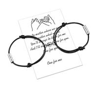 uwows Personalizza Braccialetti intrecciati con corde di attrazione 2 pezzi con campanelli magnetici Regalo perfetto per gioielli incisi su 4 lati per coppia, famiglia, sorelle, migliori amiche