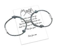 uwows Personalizza Braccialetti intrecciati con corde di attrazione 2 pezzi con campanelli magnetici Regalo perfetto per gioielli incisi su 4 lati per coppia, famiglia, sorelle, migliori amiche