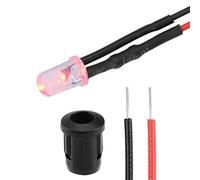 uxcell 10 set DC 12 V 5 mm pre cablato LED con supporto, luce rossa rotonda superiore trasparente, 8 mm montaggio a pannello