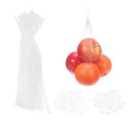 uxcell 100 sacchetti riutilizzabili in rete, lavabili da 30 cm, riutilizzabili, con fibbia in plastica, per frutta, verdura fresca, frutti di mare, colore: bianco