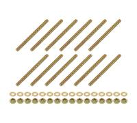 uxcell 12 aste completamente filettate, 5/16" UNC x 4" lunghezza in acciaio al carbonio zincato, completamente filettate, con dadi e rondelle per morsetti, ganci e bulloni a U, colore zinco