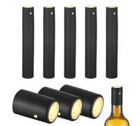 uxcell 150 capsule termorestringenti in PVC, 3,3 x 5,1 cm, per bottiglie di vino, con linguetta a strappo, per cantine e cucina domestica, oro/nero