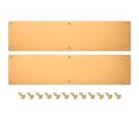 uxcell 2 piastre per porta, 10,2 x 40,6 cm, piastra in alluminio per porta anteriore esterna o porta posteriore, evitare che la porta calci, oro