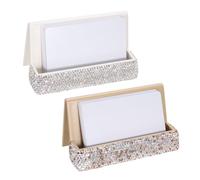 uxcell 2 porta biglietti da visita per scrivania, in plastica, a un lato, organizer per biglietti da visita da scrivania, espositore per ufficio, mostre, riunioni, casa, bianco, oro