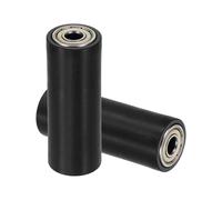 uxcell 2 ruote a rulli in plastica con cuscinetti, ID 10 mm x OD 32 mm x lunghezza 90 mm, ruota guida piatta cinghia folle (nero)