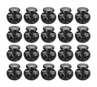 uxcell 20 chiusure in metallo con doppio foro da 3 mm, chiusura a molla per cordini, borse, zaini, abbigliamento, cordini, colore nero elettroforetico