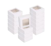 uxcell 20 scatole di sapone in carta kraft, 7,6 x 7,6 x 3,2 cm, mini scatole in carta kraft con finestra trasparente, per caramelle, biscotti, regali, feste, festival, bomboniere, confezioni (bianco)