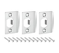 uxcell 3 piastre di attacco per porta, 57 mm x 45 mm, in acciaio inox, chiavistello di ricambio, per telaio della porta, rinforzo dello stipite, argento