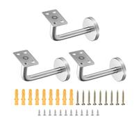 uxcell 3 staffe per corrimano in acciaio inossidabile, supporto piatto per corrimano da 10,2 cm, staffa per binario quadrato con vite di montaggio per ringhiere per scale Guardrail, argento