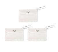 uxcell 3 supporti per fototessere, 11,4 x 7,9 cm, trasparenti, con catena per organizzare le carte M5, bianco latte