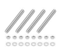 uxcell 4 aste completamente filettate, M10 x 70 mm, in acciaio inox, filettatura destra, con dadi e rondella piatta, barra completamente borchiata per morsetti, ganci e bulloni a U