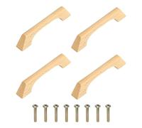 uxcell 4 maniglie in legno per cassetti, 96 mm, spaziatura dei fori a ponte a forma di ponte in legno di faggio per armadietti e cassetti, maniglie per mobili da cucina, cassettiere