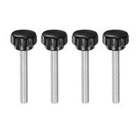 uxcell 4 manopole di bloccaggio zigrinate M8 x 60 mm metriche zincate in acciaio al carbonio filettatura maschio a vite su tipo 30 mm testa rotonda in plastica filettata a mano bulloni manopole nere