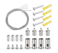uxcell 4 set di cavi metallici da appendere al soffitto, 1 m, regolabile, con kit di viti di montaggio a intaglio, per lampadari a sospensione, soffitto, pannello LED, cromato