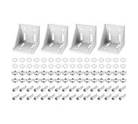 uxcell 4 set di kit per soffietto con staffa angolare interna, 78 x 78 x 79 mm 8080 per profilo in alluminio serie 6060 (argento/32 dadi quadrati e bulloni a bussola esagonale e rondelle)