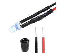 uxcell 5 set DC 12 V 3 mm pre cablato LED con supporto, luce bianca rotonda superiore trasparente, 6 mm montaggio a pannello