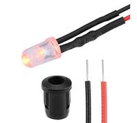uxcell 5 set DC 12 V 5 mm pre cablato LED con supporto, luce arancione rotonda superiore trasparente, 8 mm montaggio a pannello