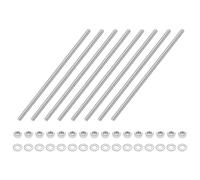 uxcell 8 aste completamente filettate, M5 x 130 mm, in acciaio inox, filettatura destra, con dadi e rondella piatta, barra completamente borchiata per morsetti, ganci e bulloni a U