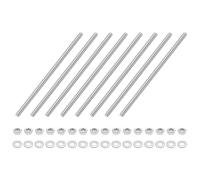 uxcell 8 aste completamente filettate, M6 x 140 mm, in acciaio inox, filettatura destra, con dadi e rondella piatta, barra completamente borchiata per morsetti, ganci e bulloni a U