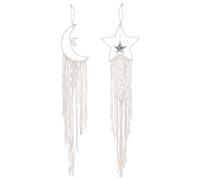 uxcell Acchiappasogni a forma di stella, luna, realizzato a mano, decorazione per la casa, in macramè, da appendere alla parete, con ciondolo, bohémien, decorazione per la casa per donne, nonne,