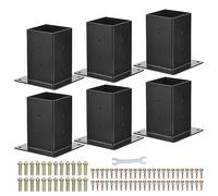 uxcell Base per palo da 10,2 x 10,2 cm, dimensioni interne 9,1 x 9,1 cm, colore nero verniciato a polvere, staffe per pali di base con viti per ringhiera del ponte, capanna di tronchi all'aperto