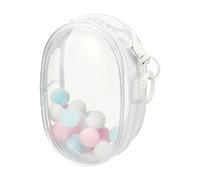 uxcell Borsa trasparente da 10 cm, mini sacchetto trasparente impermeabile per monete con portachiavi e pompon per scatola cieca da esposizione per bambole (rotonda, trasparente)