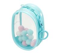 uxcell Borsa trasparente da 10 cm, mini sacchetto trasparente impermeabile, portamonete con portachiavi e pompon per scatola cieca da esposizione per bambole (rotonda, blu cielo)