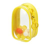 uxcell Borsa trasparente da 10 cm, mini sacchetto trasparente impermeabile, portamonete con portachiavi e pompon, per scatola cieca da esposizione per bambole (ovale, giallo)