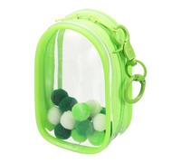 uxcell Borsa trasparente da 10 cm, mini sacchetto trasparente impermeabile, portamonete con portachiavi e pompon, per scatola cieca da esposizione per bambole (ovale, verde chiaro)