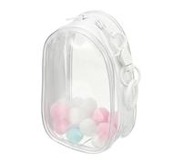 uxcell Borsa trasparente da 10 cm, mini sacchetto trasparente impermeabile, portamonete con portachiavi e pompon, per scatola cieca, espositore per bambole (ovale, trasparente)