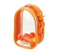 uxcell Borsa trasparente da 10 cm, mini sacchetto trasparente impermeabile, portamonete con portachiavi e pompon, per scatola cieca da esposizione per bambole (ovale, arancione)