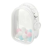 uxcell Borsa trasparente da 10 cm, mini sacchetto trasparente impermeabile, portamonete con portachiavi e pompon, per scatola cieca, espositore per bambole (ovale, bianco)