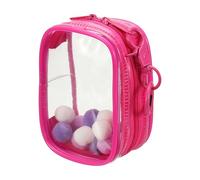 uxcell Borsa trasparente da 8,9 cm, mini sacchetto trasparente impermeabile, portamonete con portachiavi e pompon, per scatola cieca da esposizione per bambole (quadrato, rosso)