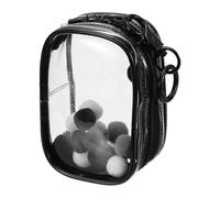 uxcell Borsa trasparente da 8,9 cm, mini sacchetto trasparente impermeabile, portamonete con portachiavi e pompon, per scatola cieca, display per bambole (quadrato, nero)