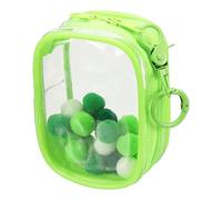 uxcell Borsa trasparente da 8,9 cm, mini sacchetto trasparente impermeabile, portamonete con portachiavi e pompon, per scatola cieca da esposizione per bambole (quadrato, verde chiaro)