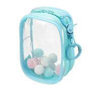 uxcell Borsa trasparente da 8,9 cm, mini sacchetto trasparente impermeabile, portamonete con portachiavi e pompon, per scatola cieca da esposizione per bambole (quadrato, blu cielo)