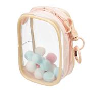 uxcell Borsa trasparente da 8,9 cm, mini sacchetto trasparente impermeabile, portamonete con portachiavi e pompon, per scatola cieca da esposizione per bambole (quadrato, malva polverosa)